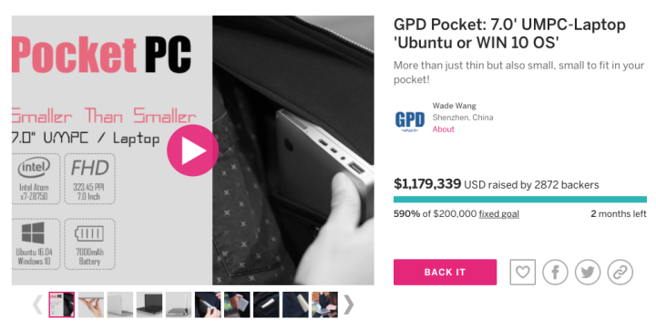 GPD Pocket: 7.0' UMPC-Laptop 'Ubuntu or WIN 10 OS' | Indiegogo 2017-02-19 11-32-08